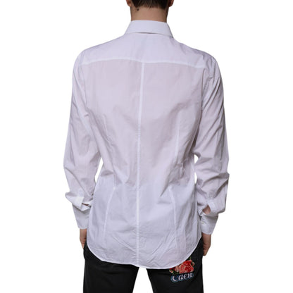 Dolce & Gabbana White Cotton Slim Fit MARTINI Dress Shirt