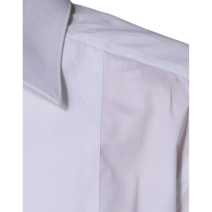 Dolce & Gabbana White Bib Cotton Poplin GOLD Formal Shirt