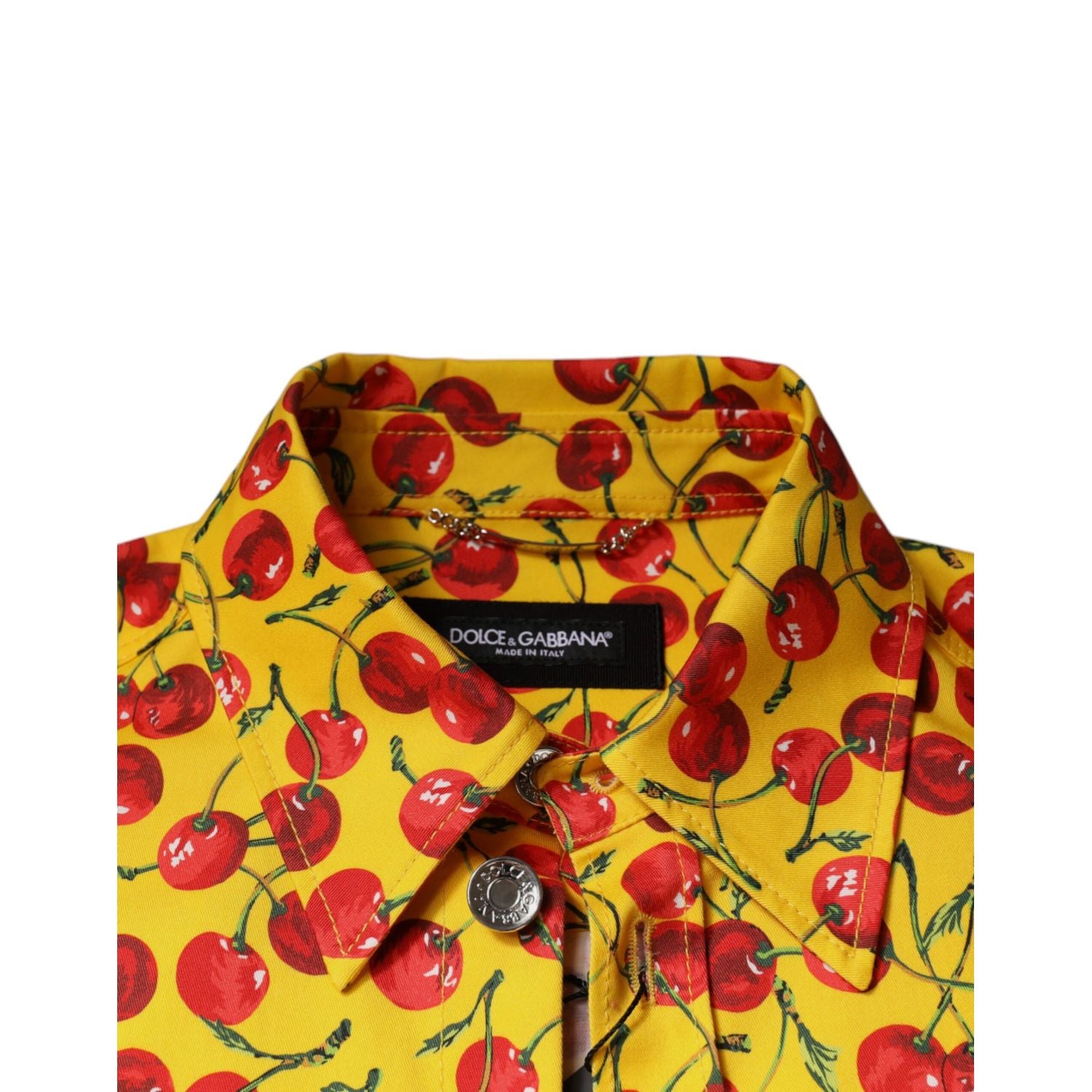 Dolce & Gabbana Yellow Cherry Button Down Men Casual Shirt