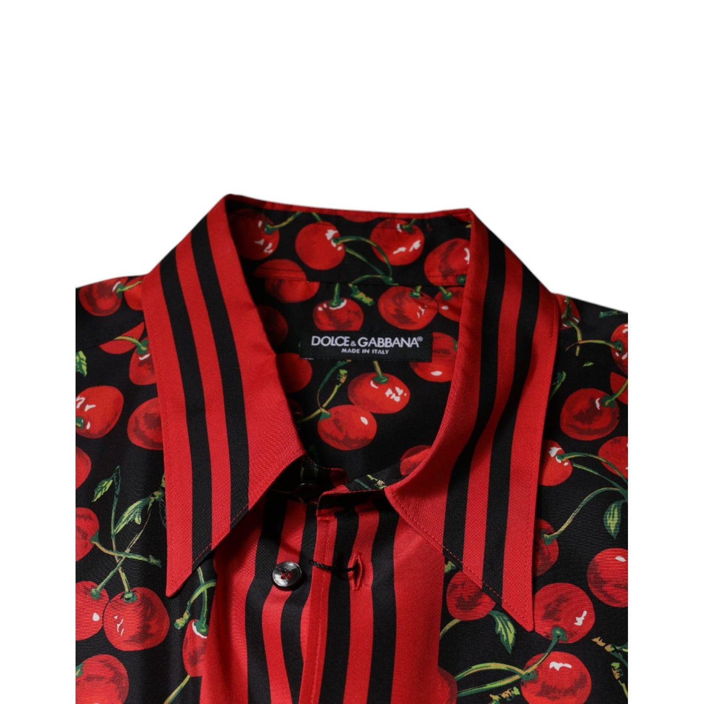 Dolce & Gabbana Black Cherry Silk Button Down Casual Shirt