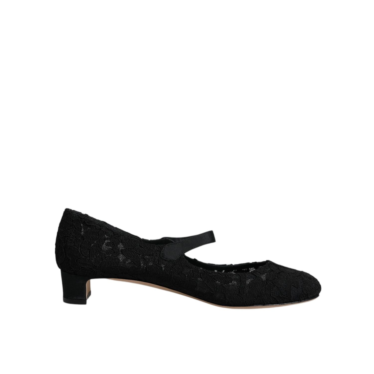 Dolce & Gabbana Black Mary Jane Taormina Lace Pumps Shoes