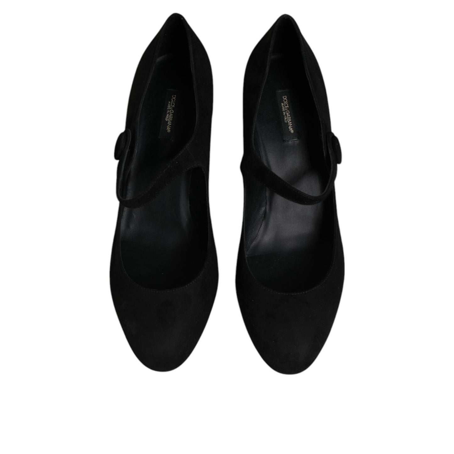 Dolce & Gabbana Black Suede Leather Block Heels Pumps Shoes