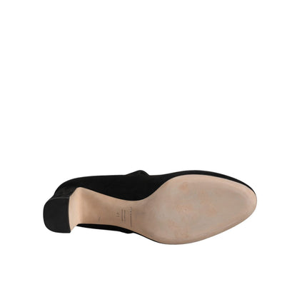 Dolce & Gabbana Black Suede Leather Block Heels Pumps Shoes