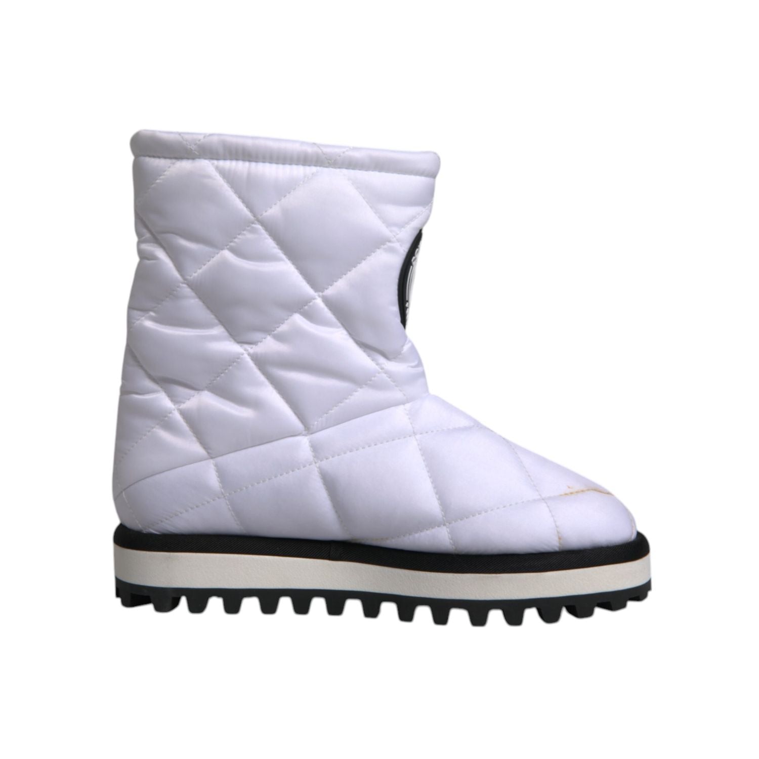 Dolce & Gabbana White Viscose Padded Mid Calf Boots Shoes