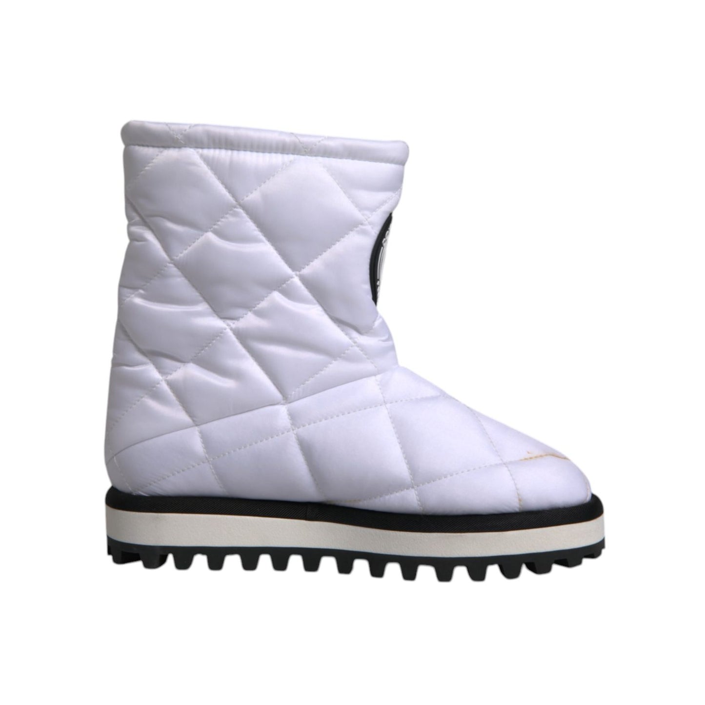 Dolce & Gabbana White Viscose Padded Mid Calf Boots Shoes