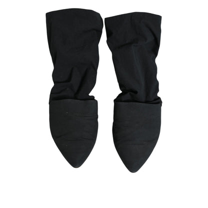 Dolce & Gabbana Green Cotton Sock Style Ankle Boots Shoes