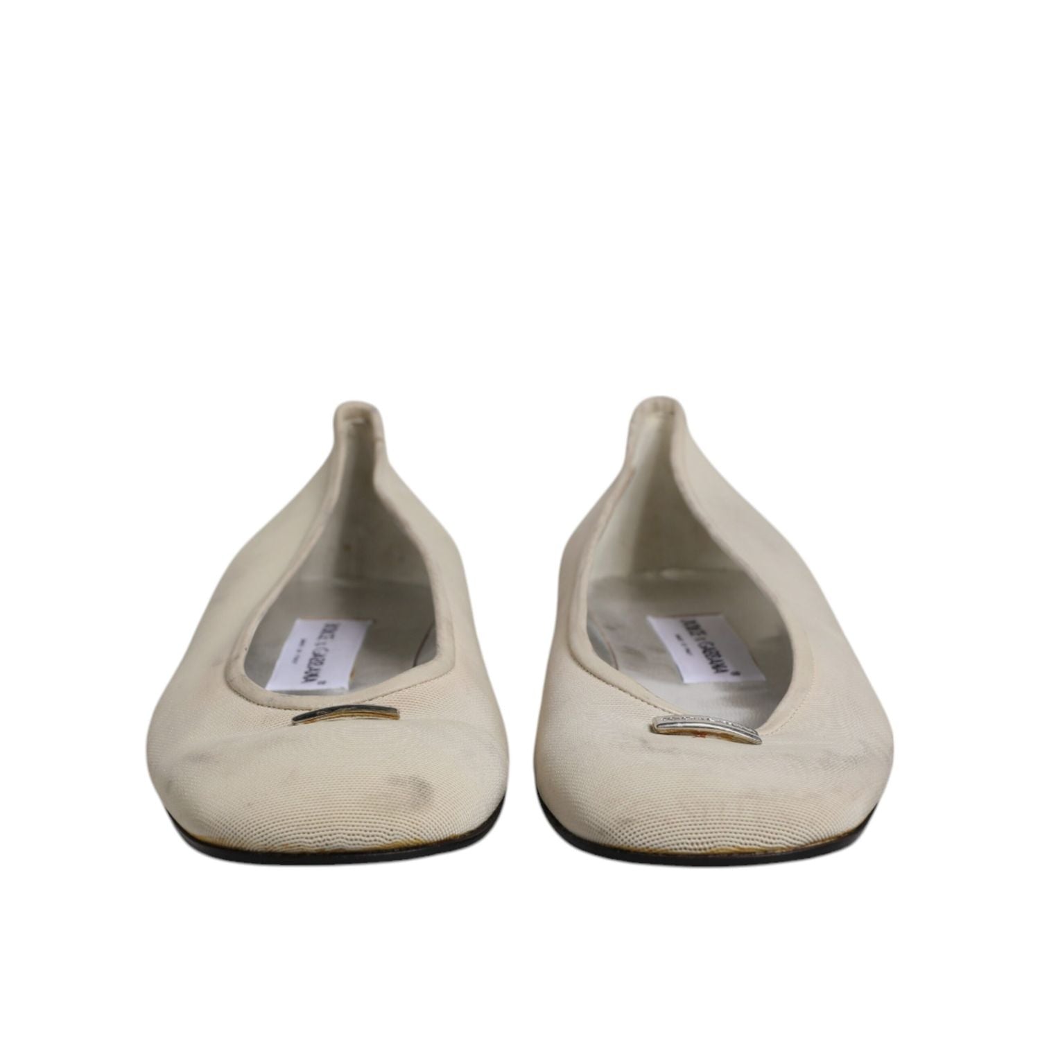 Dolce & Gabbana Beige Fabric Slip On Ballerina Flats Shoes