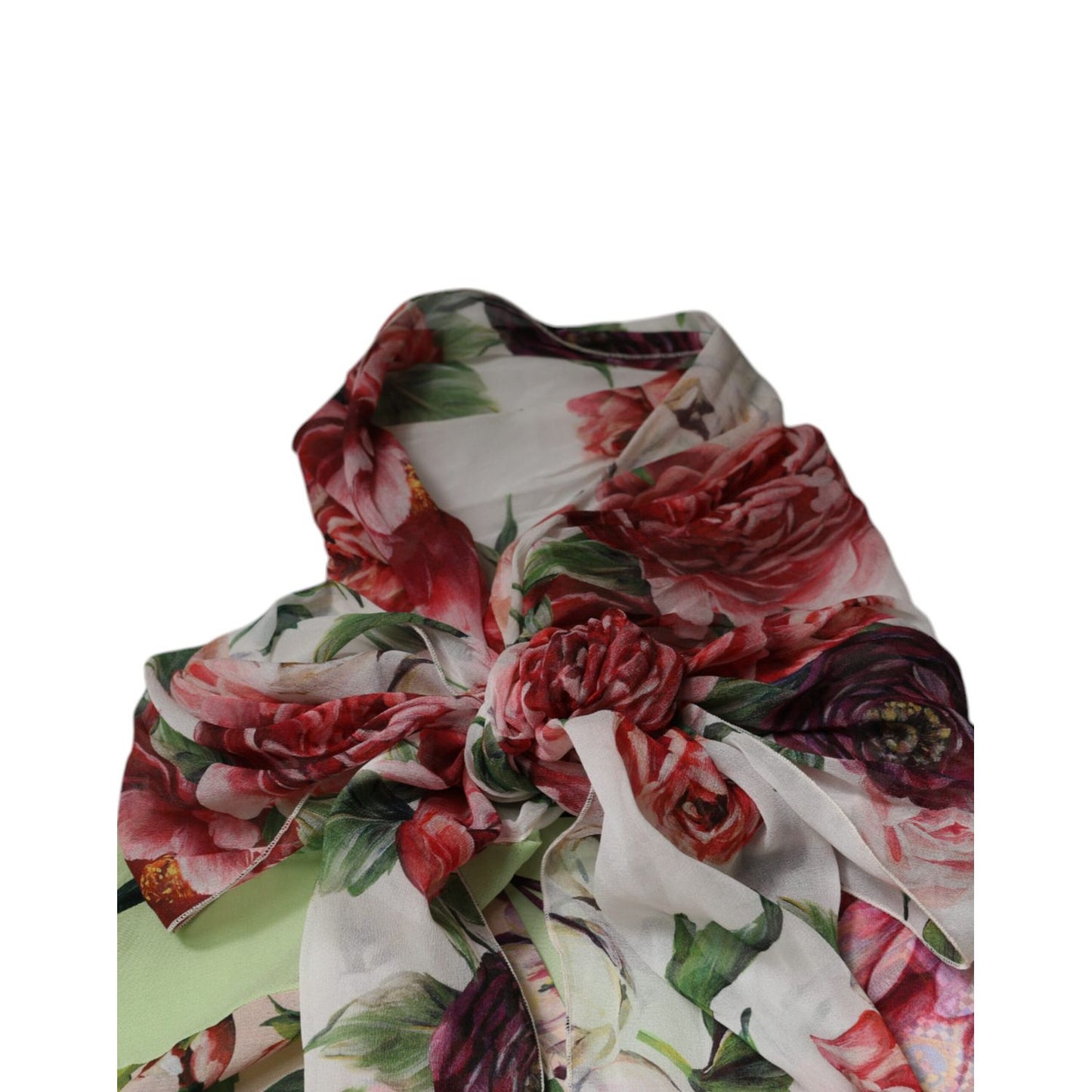 Dolce & Gabbana Multicolor Floral Patchwork Ascot Collar Top