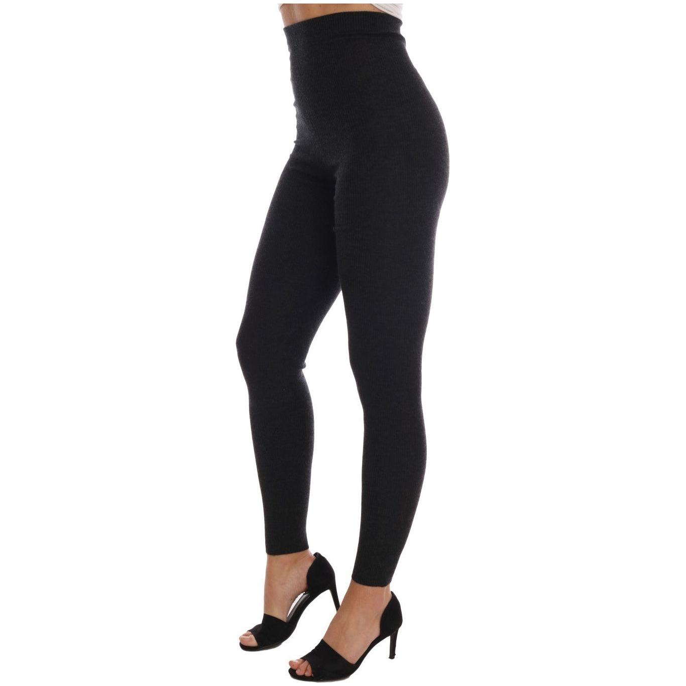 Dolce & Gabbana Gray Cashmere Ribbed Stretch Tights