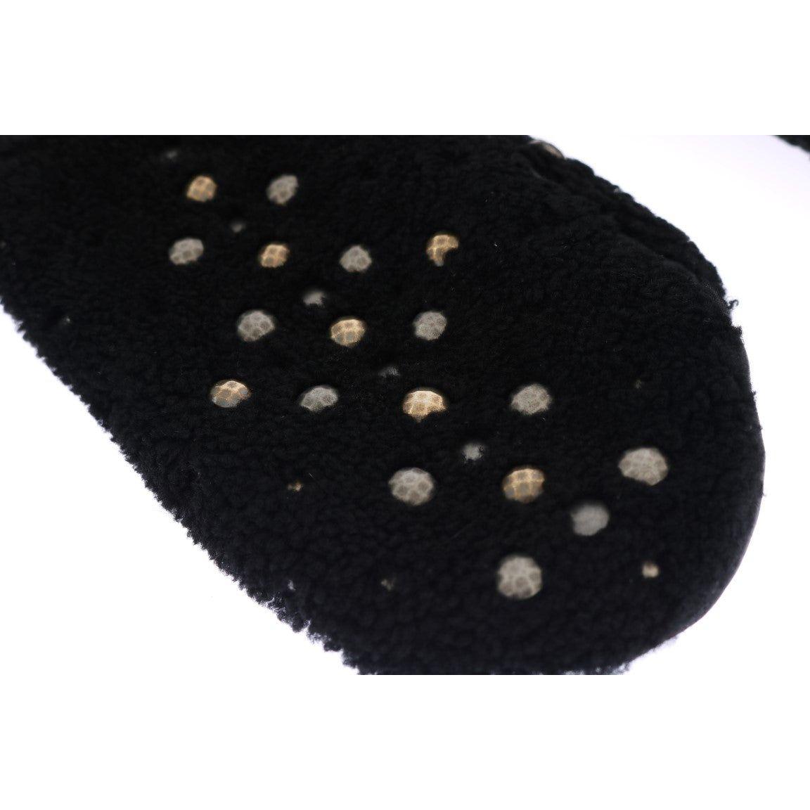 قفازات رجالية جلدية سوداء مرصعة بالمسامير من دولتشي آند غابانا