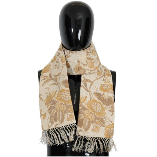 Dolce & Gabbana Elegant Beige Gold Jacquard Stole Scarf Dolce & Gabbana