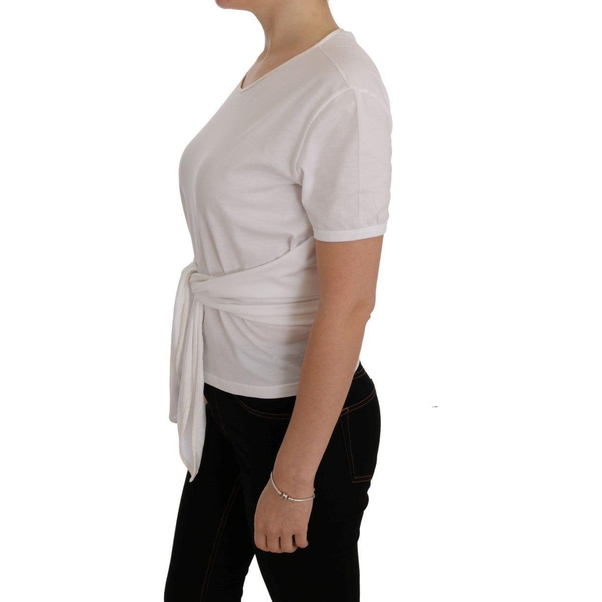 带水晶装饰的优雅白色裹身衬衫