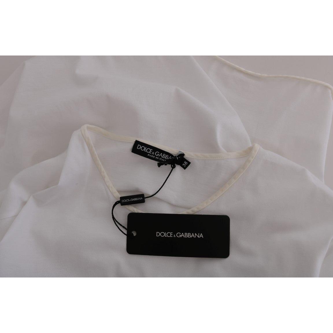 Dolce & Gabbana Elegant White Wrap Blouse with Crystal Accents Dolce & Gabbana