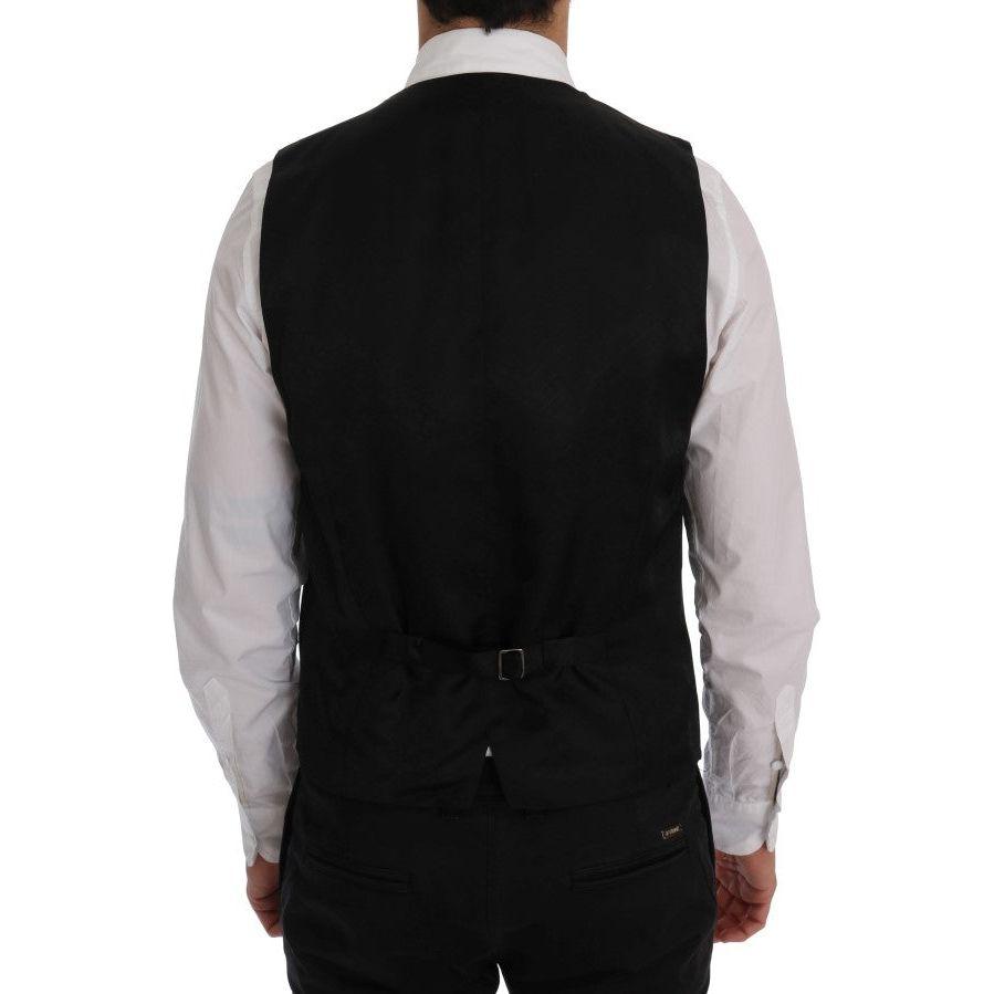 优雅条纹羊毛混纺背心