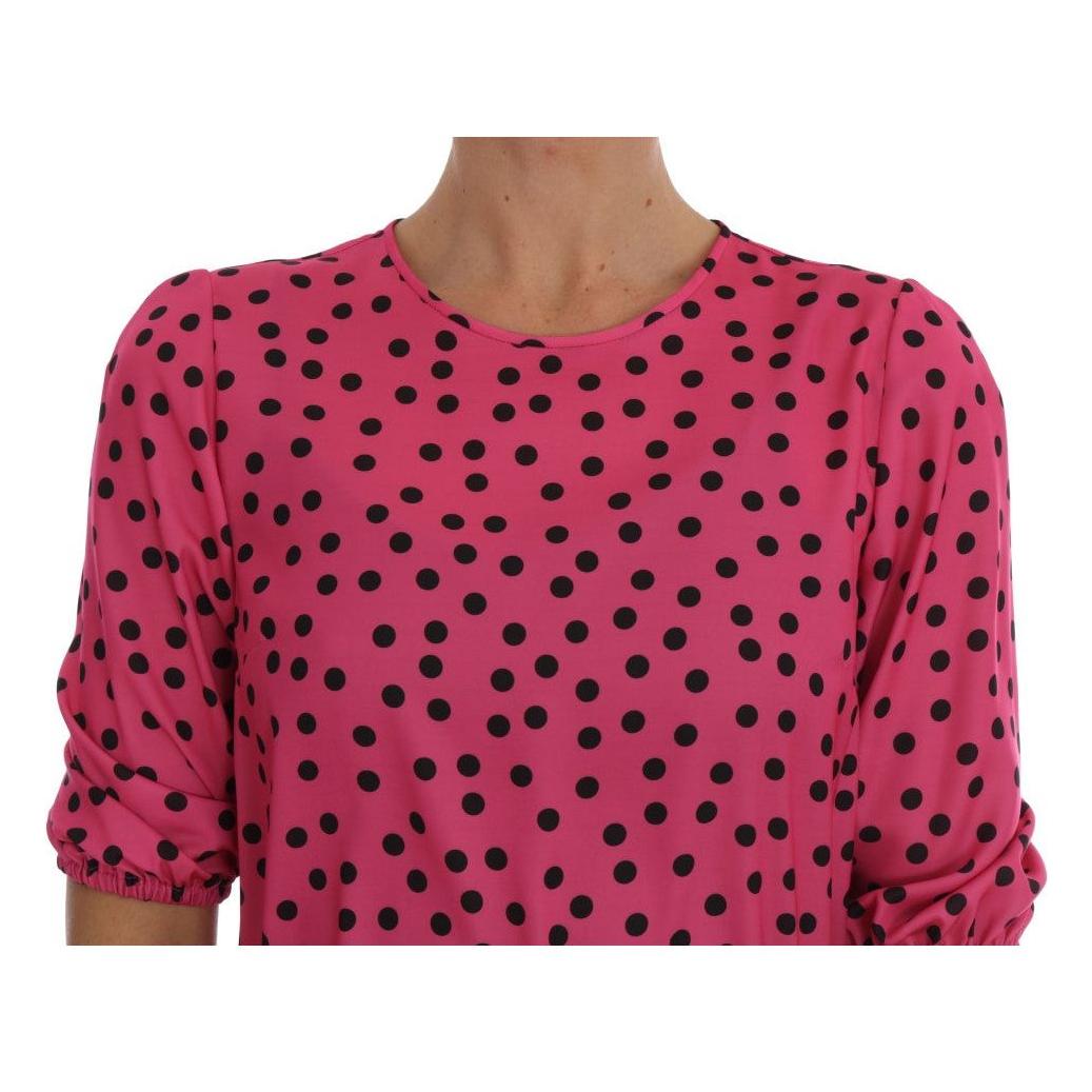 Dolce & Gabbana Chic Pink Polka Dotted Silk Blouse Dolce & Gabbana