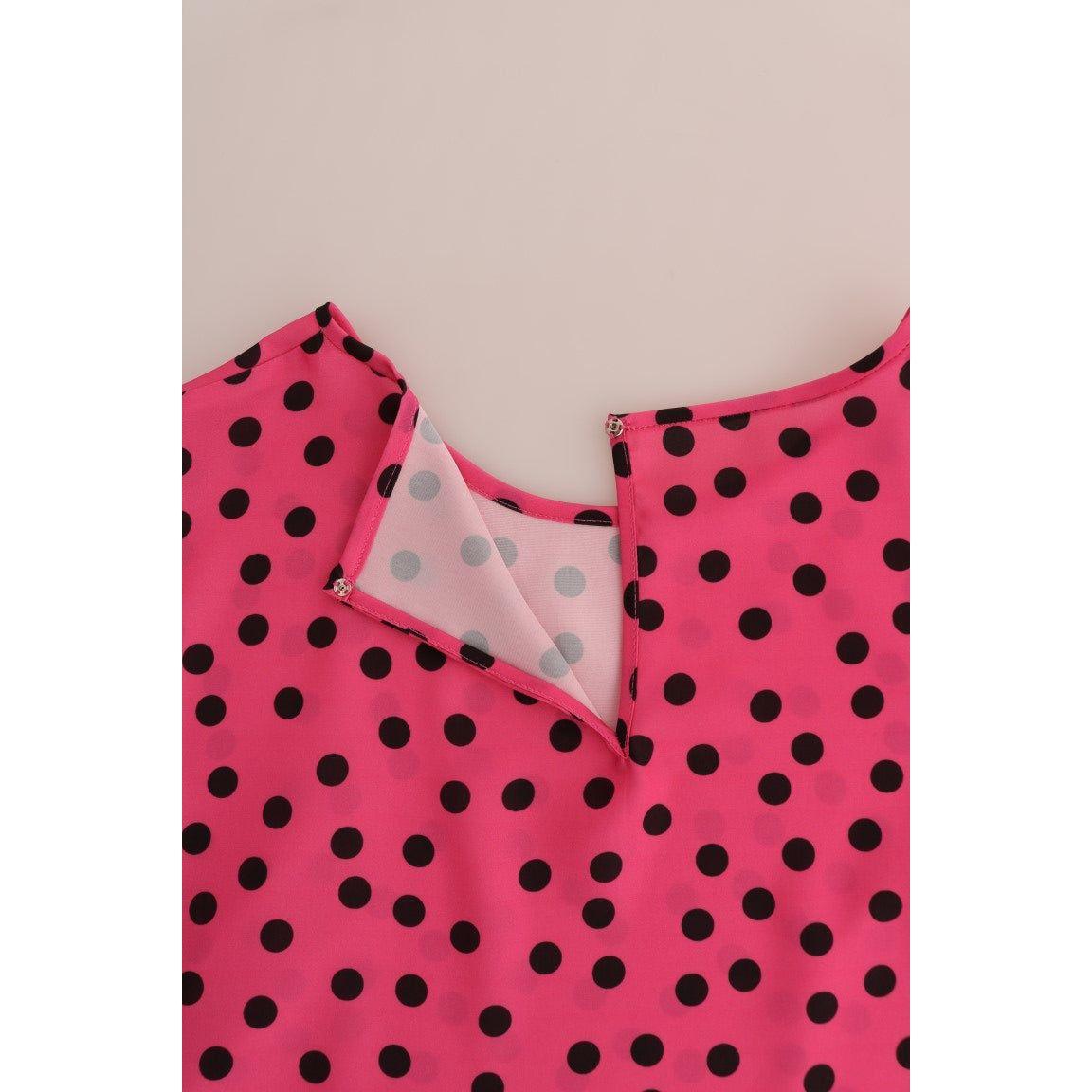 Dolce & Gabbana Chic Pink Polka Dotted Silk Blouse Dolce & Gabbana