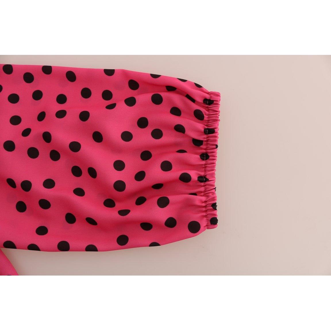 Dolce & Gabbana Chic Pink Polka Dotted Silk Blouse Dolce & Gabbana