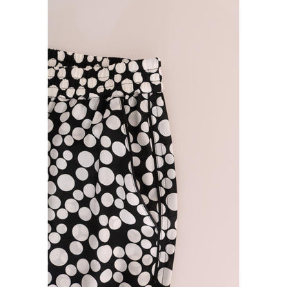 Dolce & Gabbana Black White Polka Dottes Silk Pants