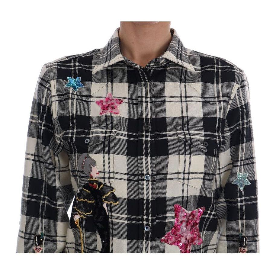 Dolce & Gabbana Enchanted Sequin Checkered Wool Shirt Dolce & Gabbana