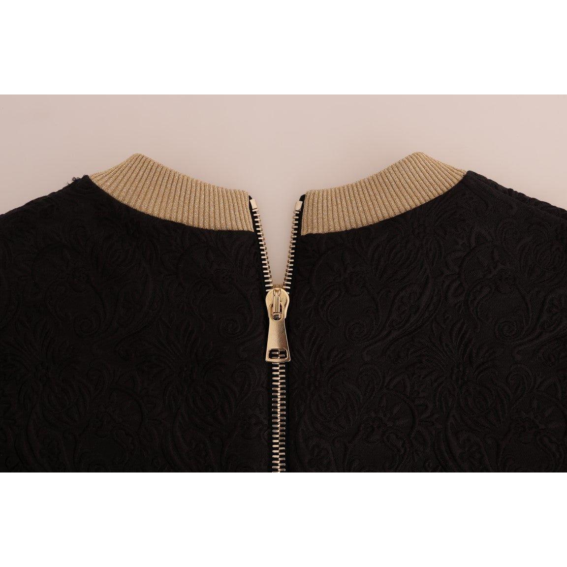 Dolce & Gabbana Enchanted Sequined Black Brocade Sweater Dolce & Gabbana