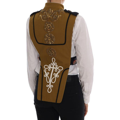 Dolce & Gabbana Yellow Crystal Cross Vest Jacket
