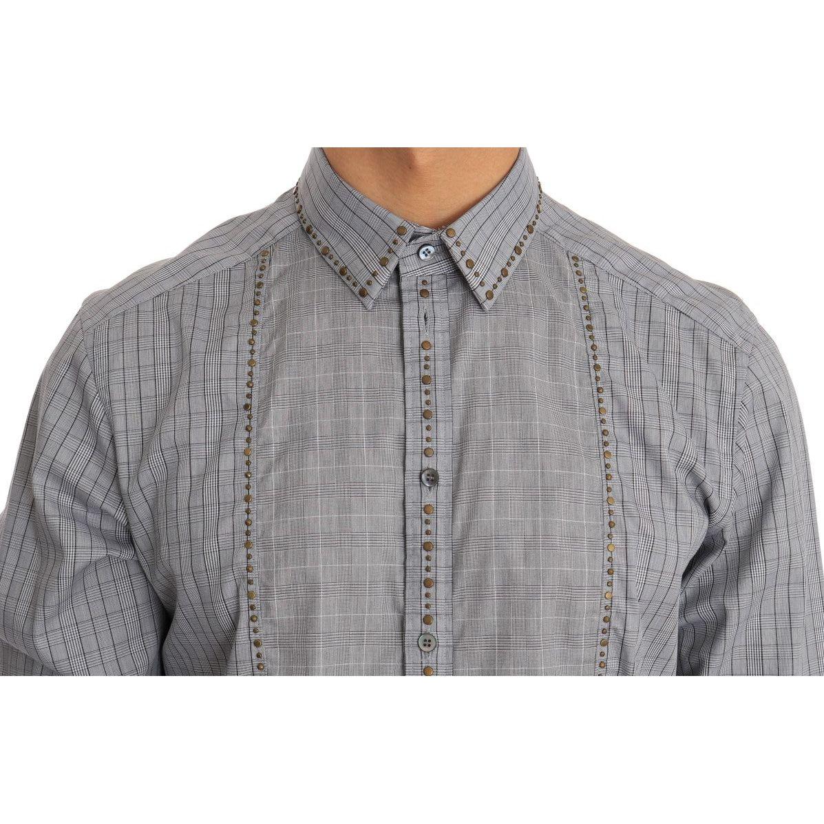 Dolce & Gabbana Elegant Gray Checkered Slim Fit Casual Shirt Dolce & Gabbana