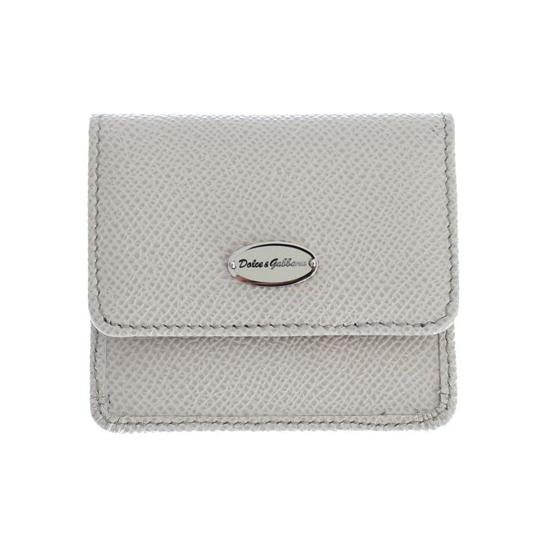 Dolce & Gabbana Sleek White Leather Condom Case Wallet Wallet Dolce & Gabbana