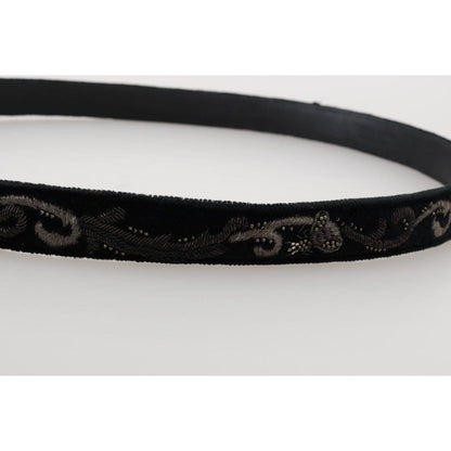 Dolce & Gabbana Black Cotton Royal Bee Embroidery Belt