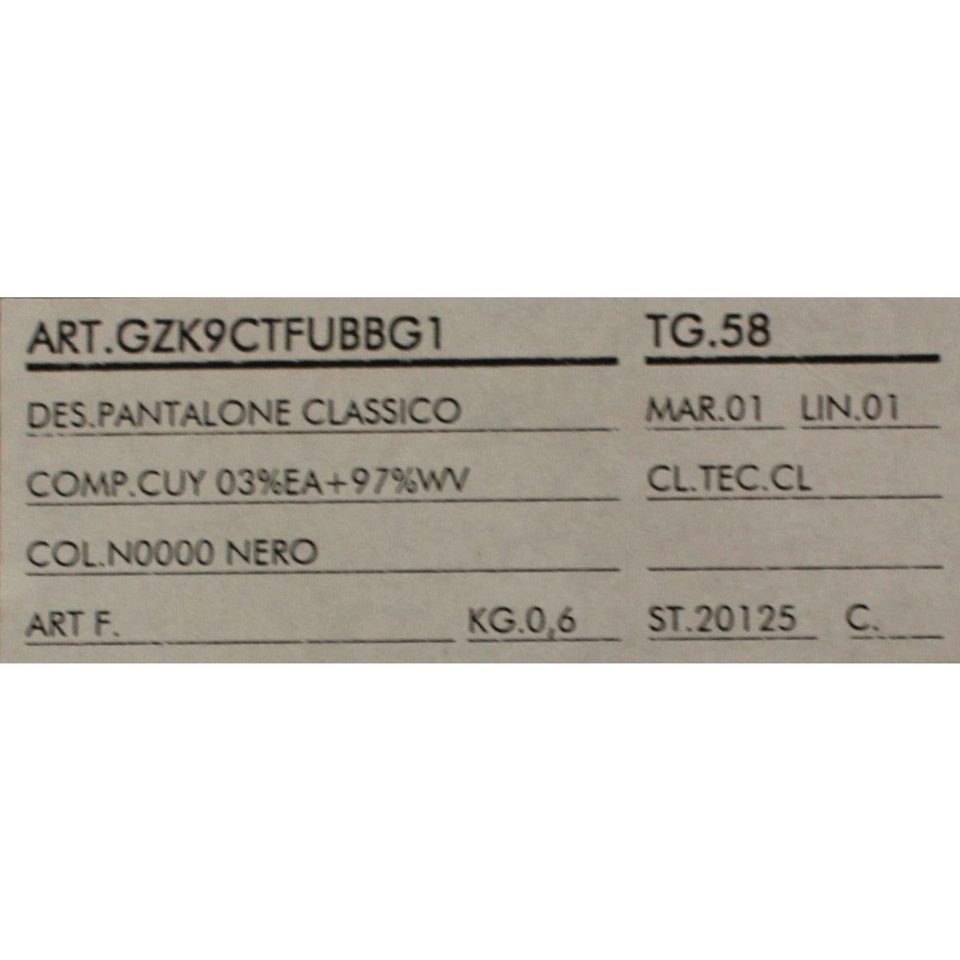 优雅褶皱黑色羊毛长裤