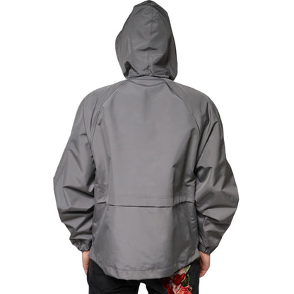 Dolce & Gabbana Gray Polyester Hooded Men Full Zip Jacket