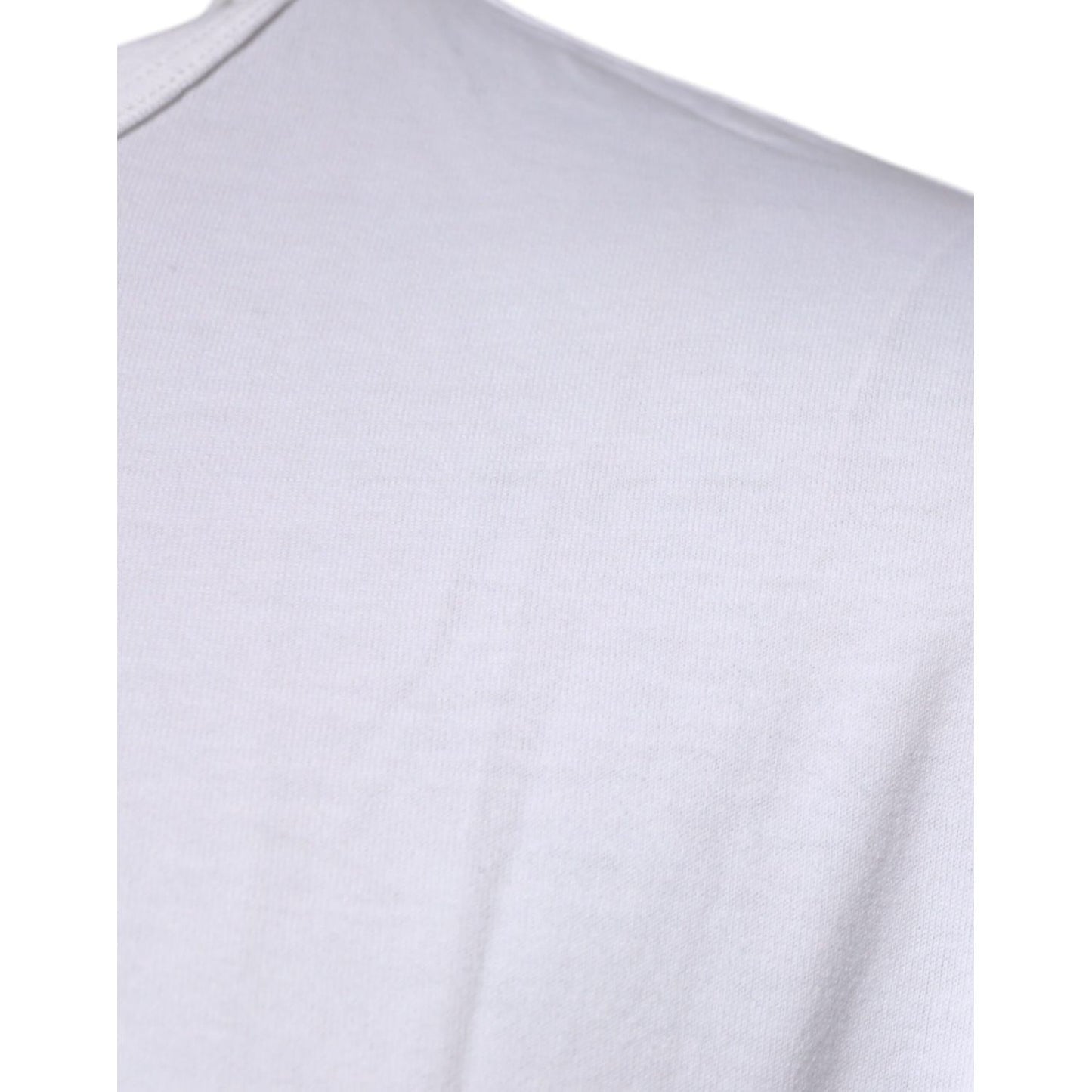 Dolce & Gabbana White Logo Embossed Cotton Crewneck T-shirt