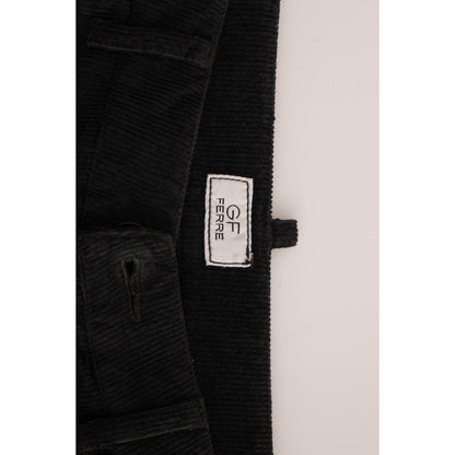 GF Ferre Black Corduroy Cotton Straight Fit Pants