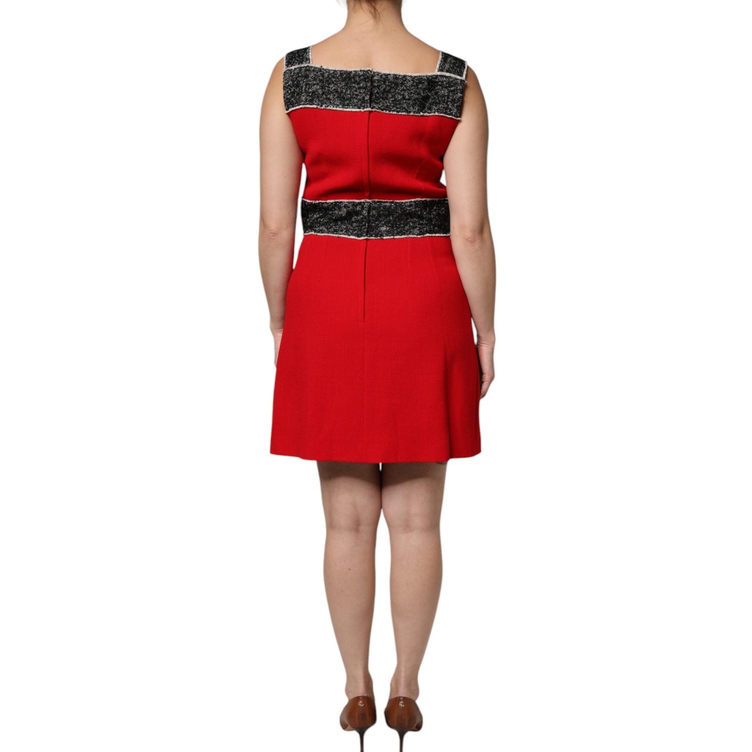 Dolce & Gabbana Red Wool Sleeveless A-line Flared Mini Dress