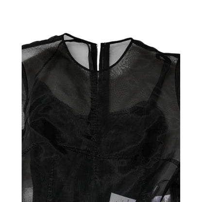Dolce & Gabbana Black Tulle A-line Midi Cocktail Gown Dress
