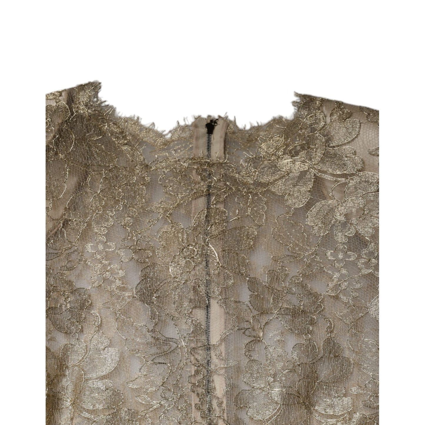 Dolce & Gabbana Gold Floral Lace A-line Sheath Mini Dress