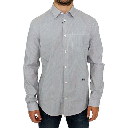 GF Ferre Gray Striped Cotton Casual Shirt