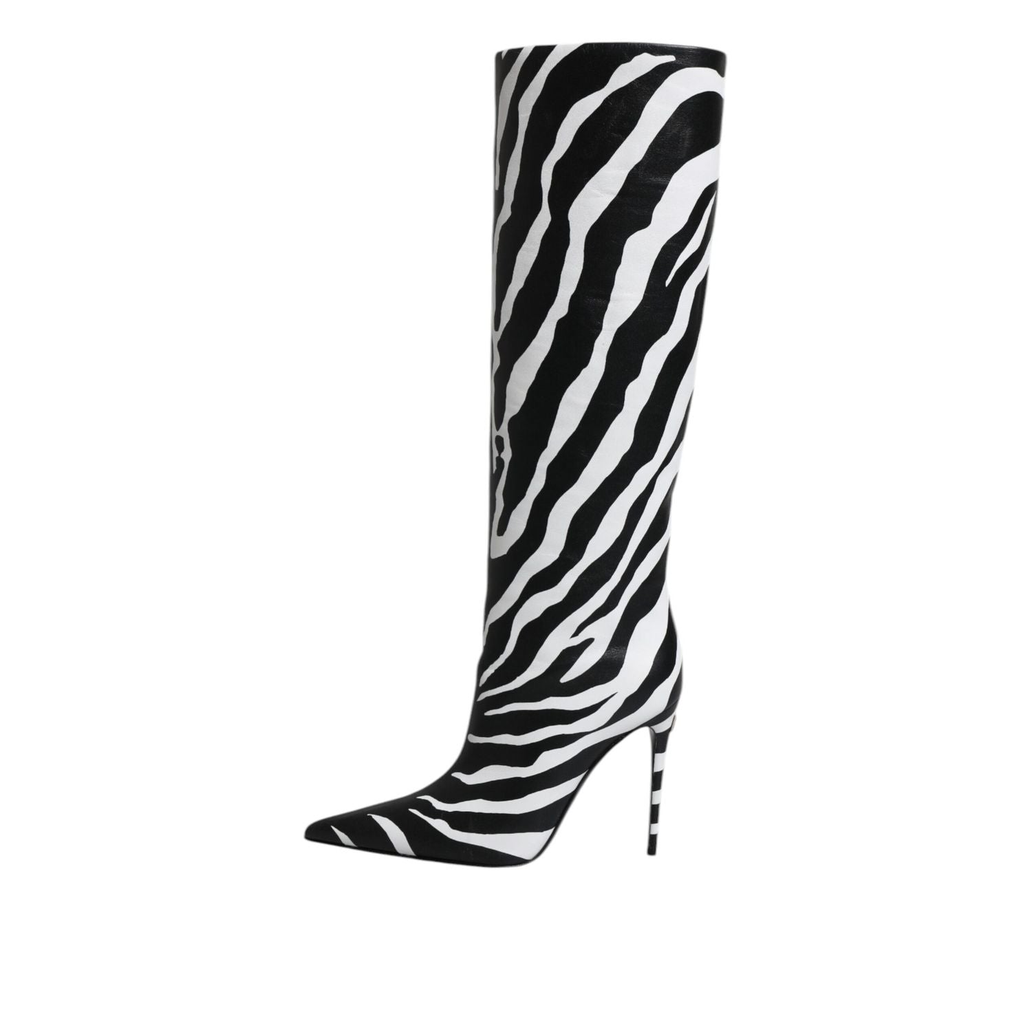 Dolce & Gabbana Black White Zebra Heels High Boots Shoes