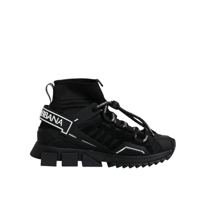 Dolce & Gabbana Black Sorrento Socks Logo Sneakers Shoes