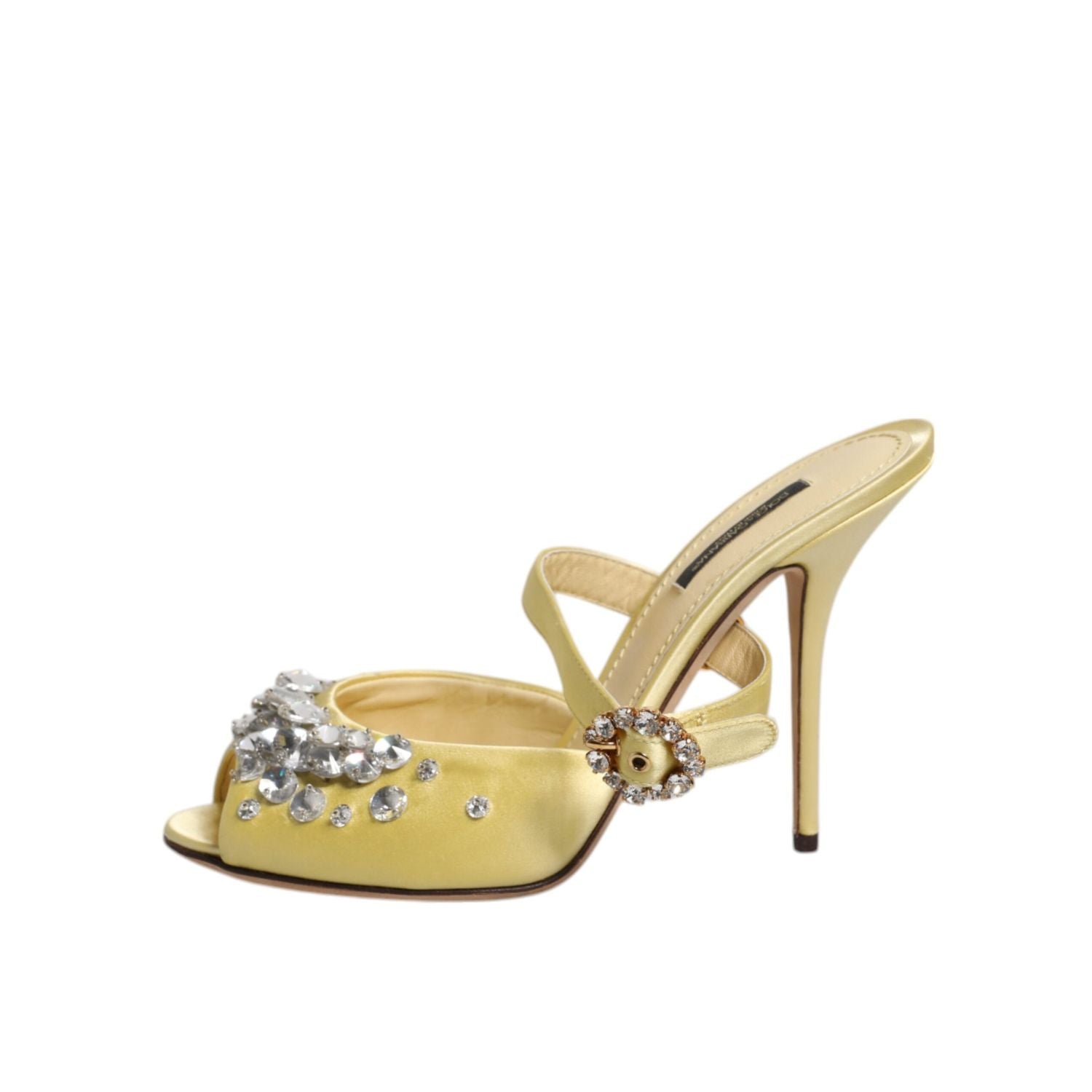 Dolce & Gabbana Yellow Crystal Slides KEIRA Sandals Shoes