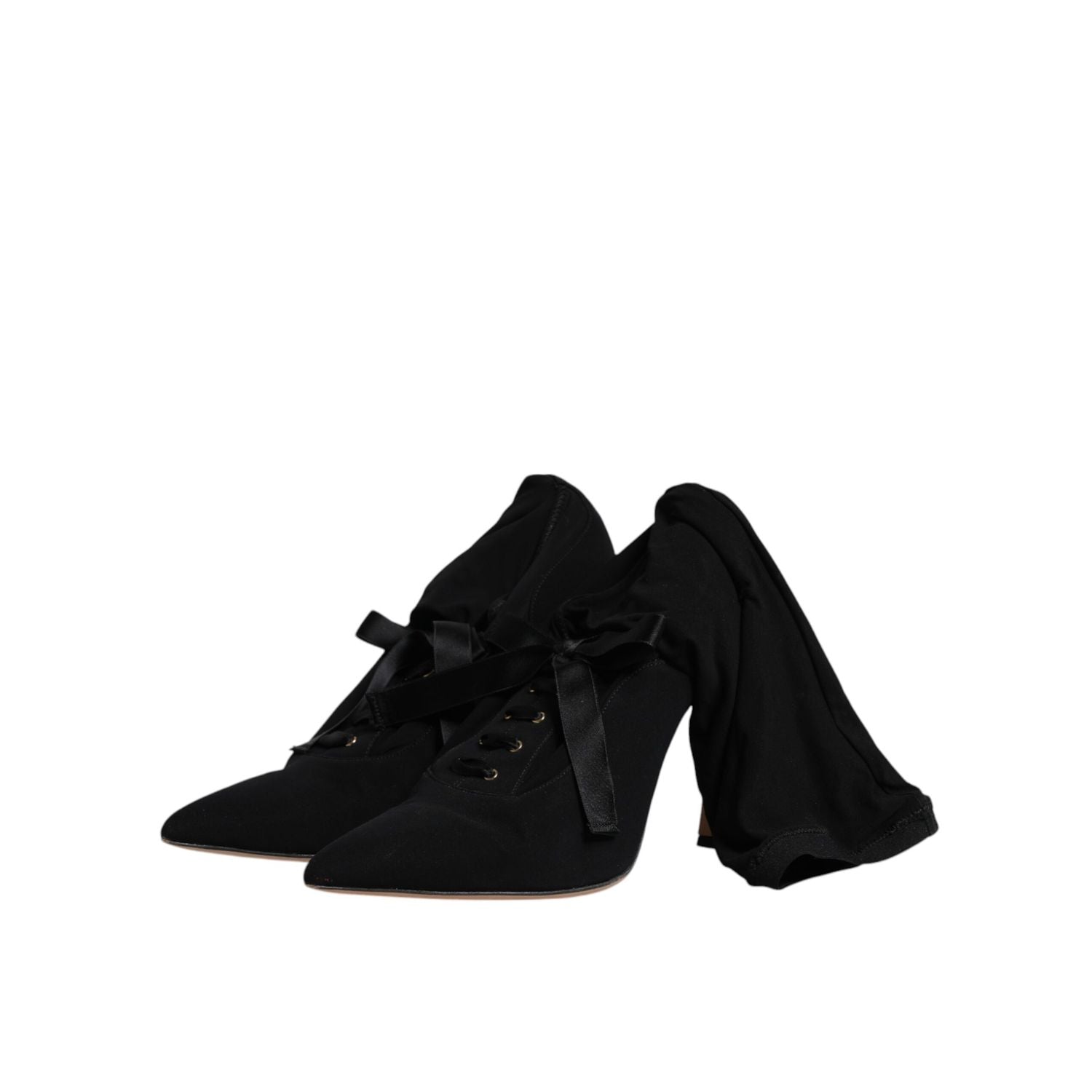 Dolce & Gabbana Black Stiletto Heels Mid Calf Boots Shoes