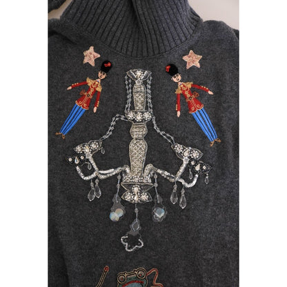 Dolce & Gabbana Fairy Tale Crystal Gray Cashmere Sweater