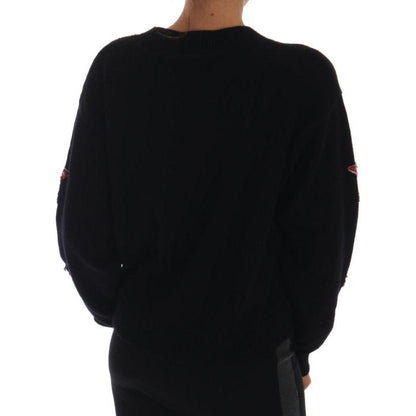 Dolce & Gabbana Fairy Tale Crystal Black Cashmere Sweater