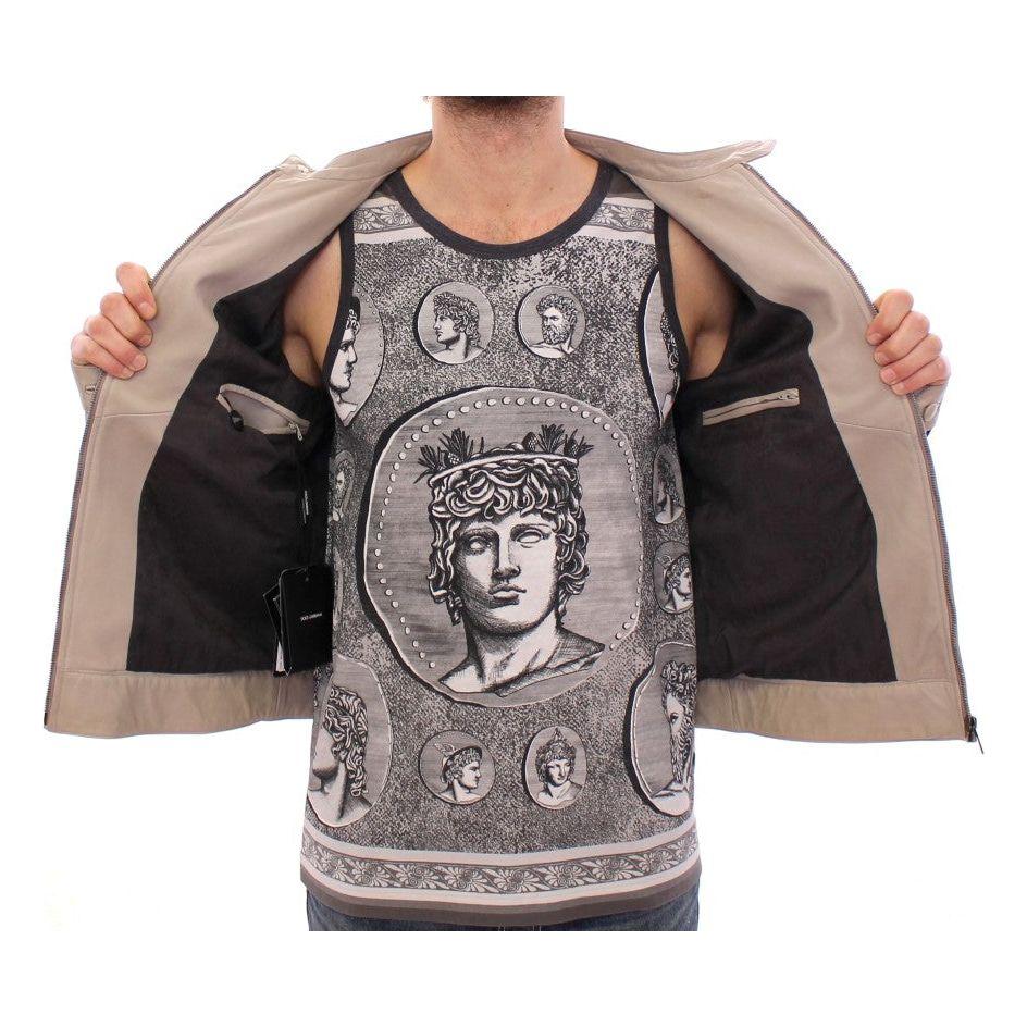 优雅米色小羊皮夹克