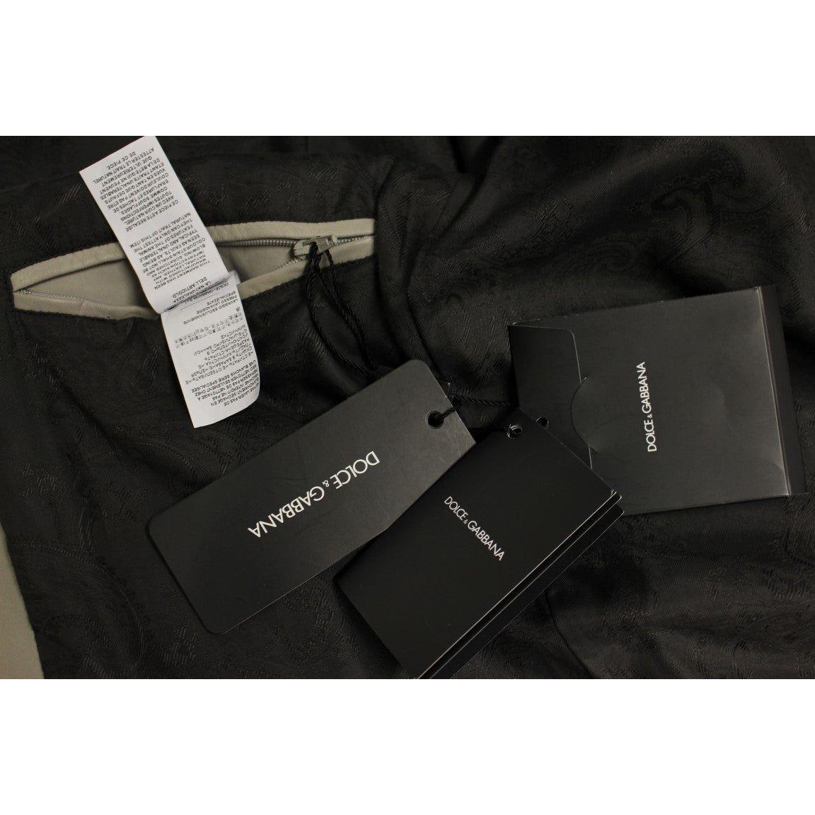 Dolce & Gabbana Beige Leather Jacket Biker Coat