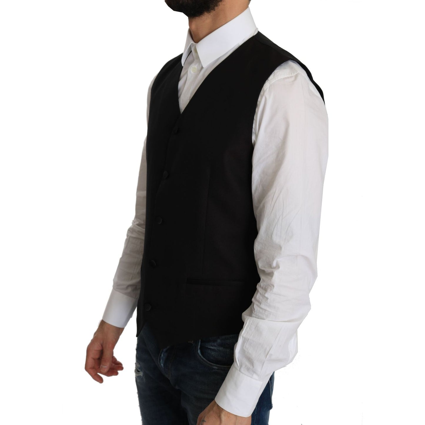 Dolce & Gabbana Black Silk Dress Waistcoat