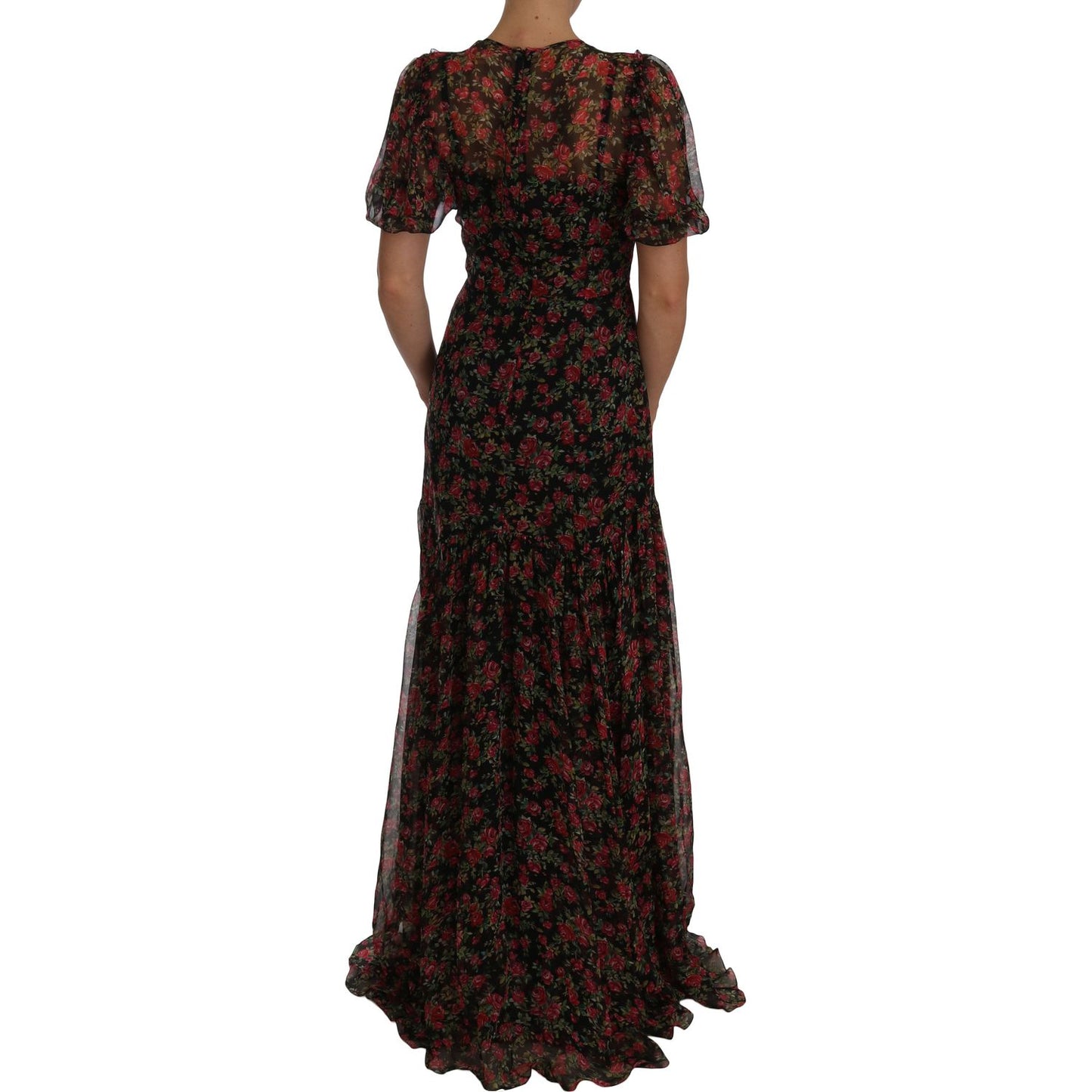 Dolce & Gabbana Black Floral Roses A-Line Shift Gown