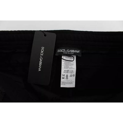 Dolce & Gabbana Black Gray Wool Casual Trousers Stripe Pants