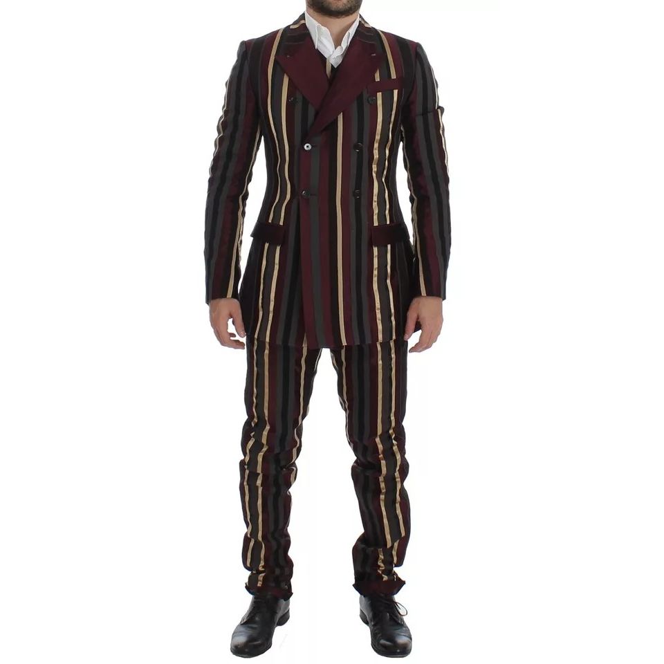 Dolce & Gabbana Multicolor Striped Runway 3 Piece Slim Fit Vest Suit