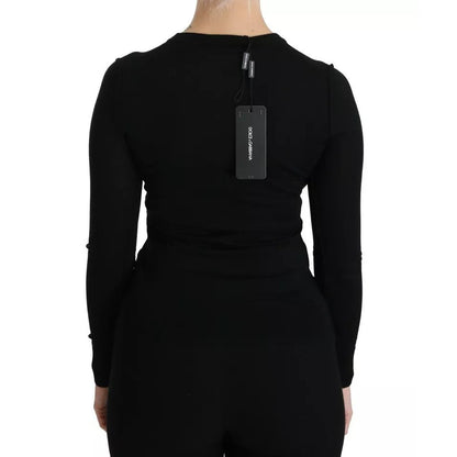 Dolce & Gabbana Black Virgin Wool Long Sleeve Top Blouse Top