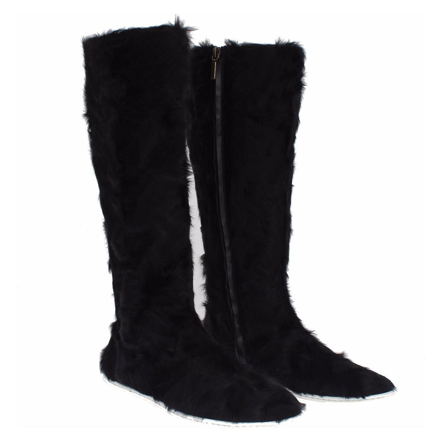Dolce & Gabbana Black Xiangao Lamb Fur Leather Boots